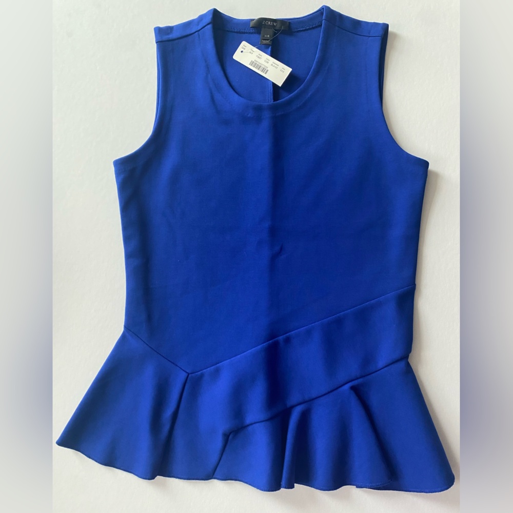 NWT J. Crew assymetrical peplum tank, Size: XXS, Color: Royal Blue
